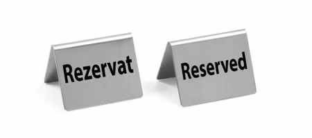 Bordsskylt Reserverat, HENDI, Gereserveerd / Reservé, 4 st., 50x35x(H)40mm