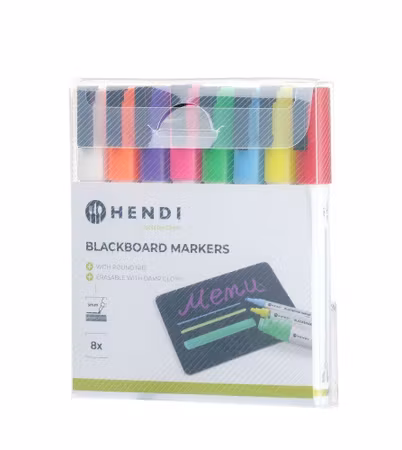Kritpennor 3 mm, HENDI, 1 vit, 1 röd, 1 blå, 1 grön, 1 gul, 1 lila, 1 orange och 1 rosa märkpenna