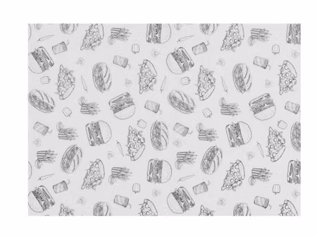 Fettåligt papper, HENDI, snabb livsmedelsmotiv mönster, 500 st., 250x350mm
