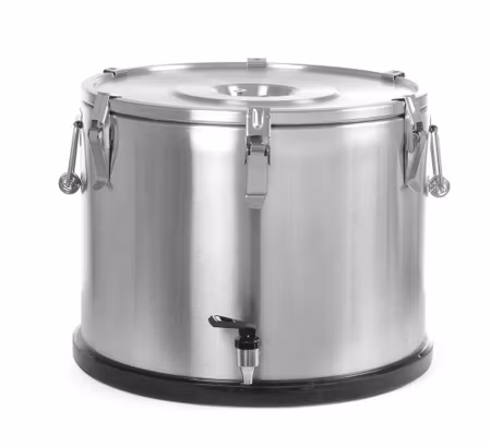 Isolerad transportbehållare – med tappkran, HENDI, Profi Line, 50L, silver, ⌀480x(H)380mm