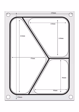 Formverktyg till trågförslutare, HENDI, tre-section kantin 227x178 mm