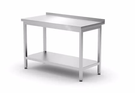 Väggbord med hylla – bultmonterad, djup 600 mm, HENDI, Profi Line, 1200x600x(H)850mm