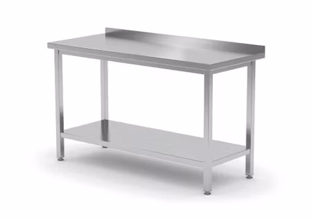 Väggbord med hylla – bultmonterad, djup 600 mm, HENDI, Profi Line, 1000x600x(H)850mm