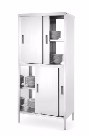 Genomräckningsskåp med mellanvägg och skjutdörrar – bultmonterad, HENDI, Kitchen Line, 800x500x(H)1800mm