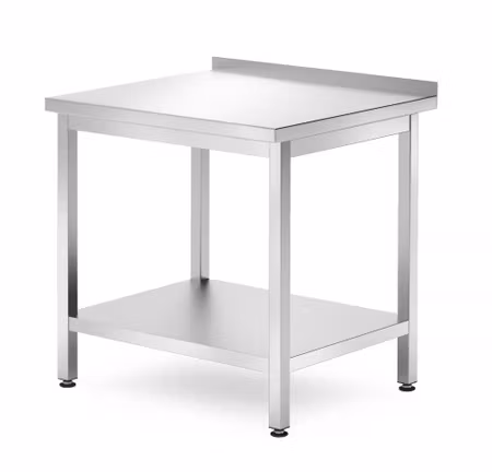 Väggbord med hylla – bultmonterad, djup 700 mm, HENDI, Profi Line, 800x700x(H)850mm
