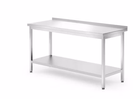 Väggbord med hylla – bultmonterad, djup 700 mm, HENDI, Profi Line, 1600x700x(H)850mm