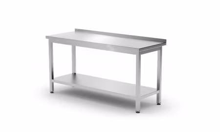 Väggbord med hylla – bultmonterad, djup 600 mm, HENDI, Kitchen Line, 1000x600x(H)850mm