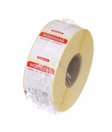 Dagsetiketter för livsmedel, återanvändbara och lätt avtagbara, HENDI, onsdag, röd, 1000 st., 25x25mm
