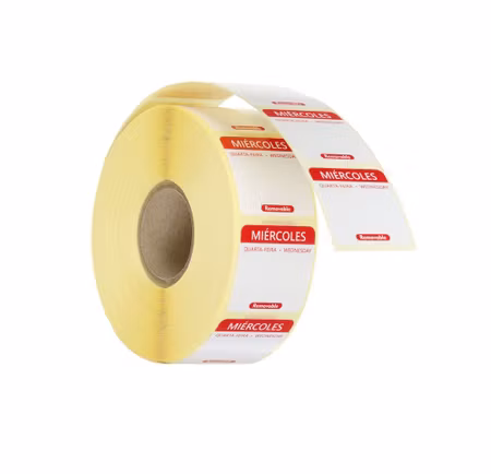 Dagsetiketter för livsmedel, återanvändbara och lätt avtagbara, HENDI, onsdag, röd, 1000 st., 25x25mm