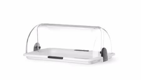 Serveringsdisplay med rolltoplock, HENDI, enkel, vit, 380x260x(H)170mm, rektangulär