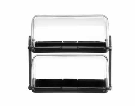 Serveringsdisplay med rolltoplock, HENDI, dubbel, svart, 380x260x(H)355mm, rektangulär