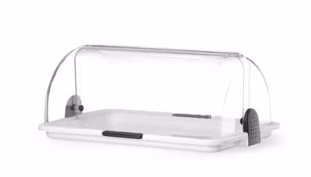 Serveringsdisplay med rolltoplock, HENDI, enkel, vit, 465x315x(H)195mm, rektangulär