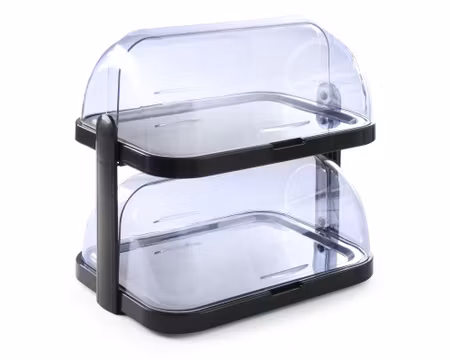 Kyld serveringsdisplay med rolltoplock, dubbel, HENDI, mörkgrå, 440x320x(H)440mm, rektangulär
