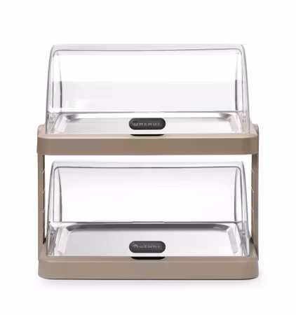 Kyld serveringsdisplay med rolltoplock Duo UNIQ, HENDI, formgiven av Robert Bronwasser, dubbel, beige, 480x355x(H)480mm, rektangulär