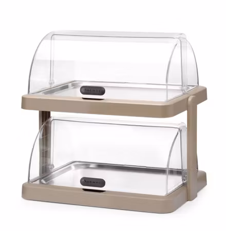 Kyld serveringsdisplay med rolltoplock Duo UNIQ, HENDI, formgiven av Robert Bronwasser, dubbel, beige, 480x355x(H)480mm, rektangulär