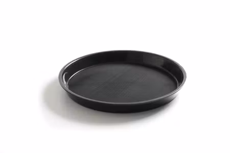 Serveringsbricka, rund, halkfri, hög kant, svart, HENDI, ⌀360x(H)39mm