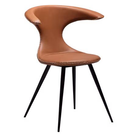 FLAIR stol – cognac konstläder, svarta ben | DAN-FORM