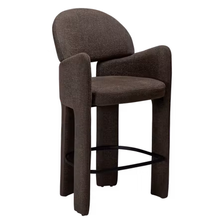 AOLE barstol för köksbänk (sitthöjd: 68.5 cm) – Major brun bouclétyg, svart fotstöd | DAN-FORM