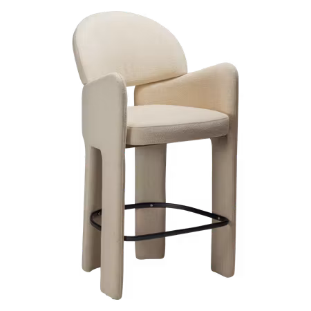 AOLE barstol för köksbänk (sitthöjd: 68.5 cm) – Simply beige bouclétyg, svart fotstöd | DAN-FORM