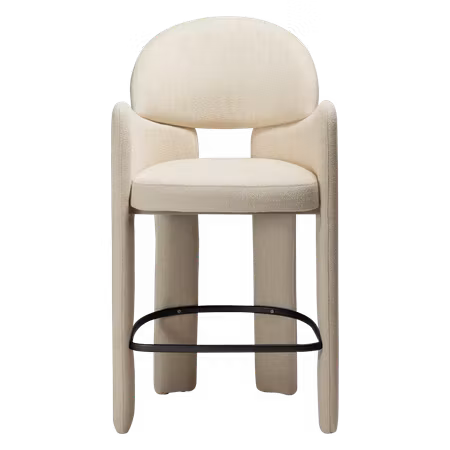 AOLE barstol för köksbänk (sitthöjd: 68.5 cm) – Simply beige bouclétyg, svart fotstöd | DAN-FORM