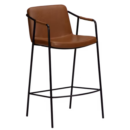 BOTO barstol för köksbänk (sitthöjd: 65 cm) – Vintage ljusbrun konstläder, svarta ben | DAN-FORM