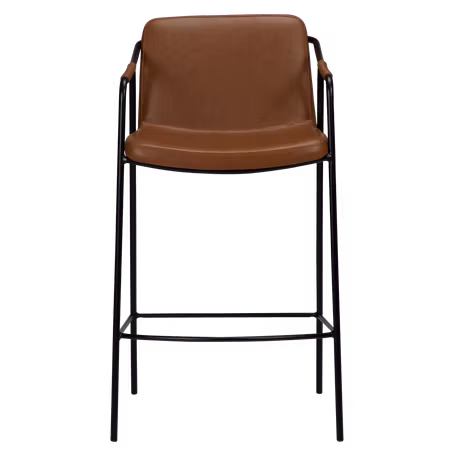 BOTO barstol för köksbänk (sitthöjd: 65 cm) – Vintage ljusbrun konstläder, svarta ben | DAN-FORM