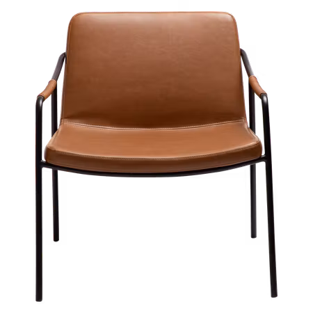 BOTO loungestol – Vintage ljusbrun konstläder, svarta ben | DAN-FORM