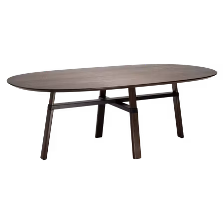 CROSS bord, oval (110x220 cm) – mockabetsad askfaner, svarta ben | DAN-FORM