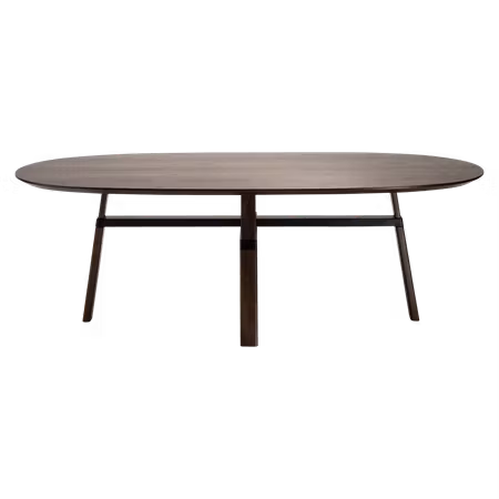 CROSS bord, oval (110x220 cm) – mockabetsad askfaner, svarta ben | DAN-FORM