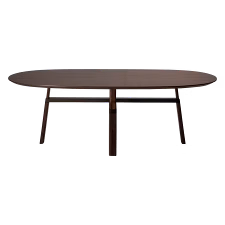 CROSS bord, oval (110x220 cm) – valnötsfaner antik mässing ben | DAN-FORM
