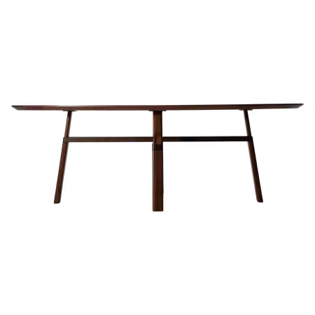 CROSS bord, oval (110x220 cm) – valnötsfaner antik mässing ben | DAN-FORM