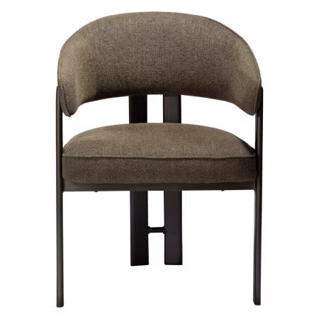 DUCT karmstol – mörk olivgrön bouclétyg, antik tennfinish ben | DAN-FORM