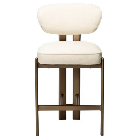 DUCT barstol för köksbänk (sitthöjd: 64 cm) – Simply beige bouclétyg, antik mässing ben | DAN-FORM