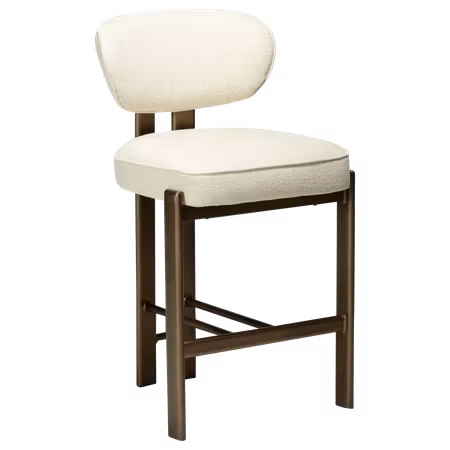 DUCT barstol för köksbänk (sitthöjd: 64 cm) – Simply beige bouclétyg, antik mässing ben | DAN-FORM