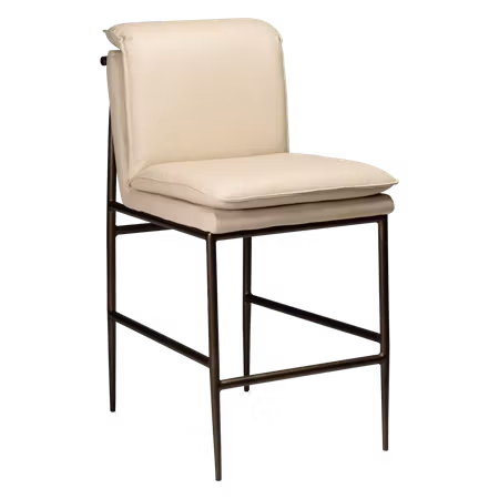 EVOKE barstol för köksbänk (sitthöjd: 66.5 cm) – Frosted almond konstläder, antik mässing ben | DAN-FORM