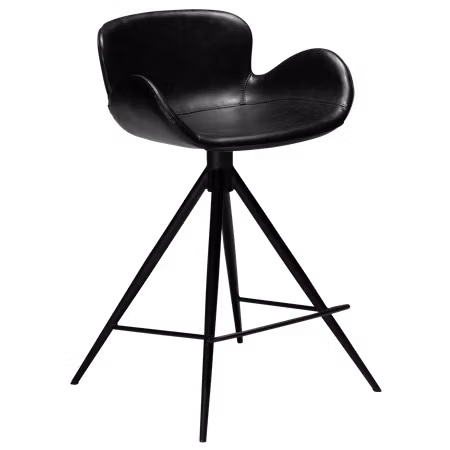 GAIA barstol för köksbänk (sitthöjd: 65 cm) – Vintage svart konstläder, svarta ben | DAN-FORM