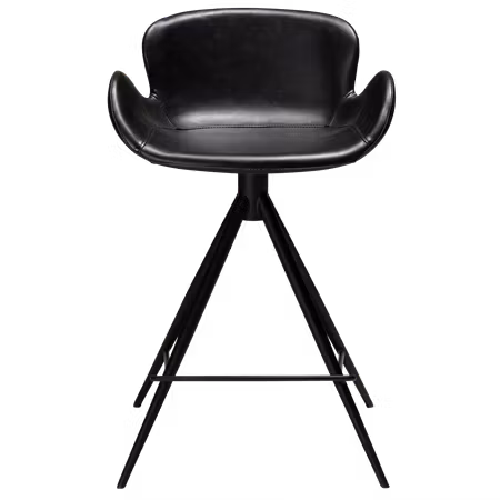 GAIA barstol för köksbänk (sitthöjd: 65 cm) – Vintage svart konstläder, svarta ben | DAN-FORM