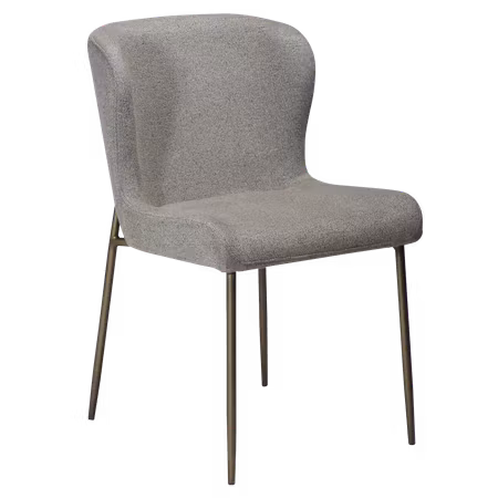 GLAM stol – Pebble jordbrun bouclétyg, antik mässing ben | DAN-FORM
