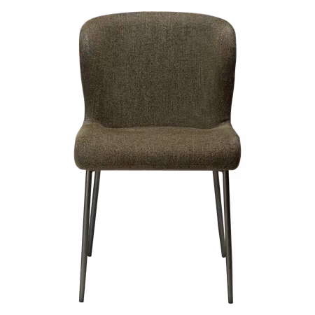 GLAM stol – mörk olivgrön bouclétyg, antik tennfinish ben | DAN-FORM