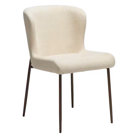 GLAM stol – Frosted almond bouclétyg, antik mässing ben | DAN-FORM