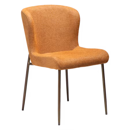 GLAM stol – Pumpkin spice bouclétyg, antik mässing ben | DAN-FORM