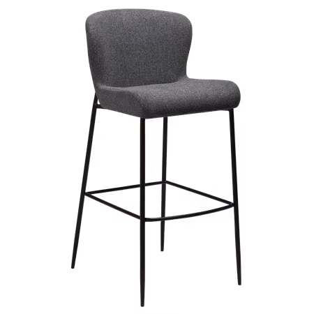 GLAM barstol (sitthöjd: 78 cm) – Pebble grå bouclétyg, svarta ben | DAN-FORM