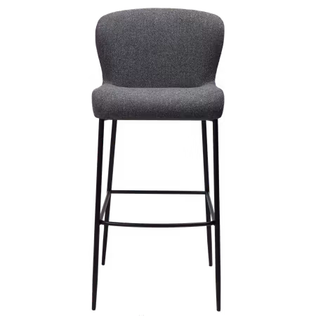 GLAM barstol (sitthöjd: 78 cm) – Pebble grå bouclétyg, svarta ben | DAN-FORM