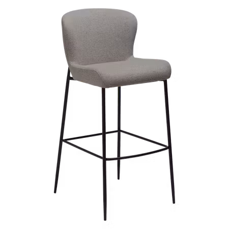 GLAM barstol (sitthöjd: 78 cm) – Pebble jordbrun bouclétyg, svarta ben | DAN-FORM