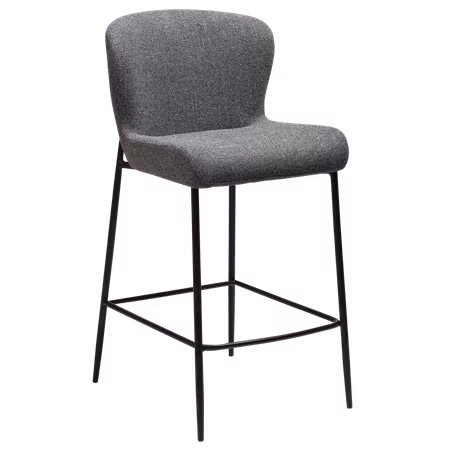 GLAM barstol för köksbänk (sitthöjd: 67 cm) – Pebble grå bouclétyg, svarta ben | DAN-FORM