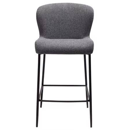 GLAM barstol för köksbänk (sitthöjd: 67 cm) – Pebble grå bouclétyg, svarta ben | DAN-FORM