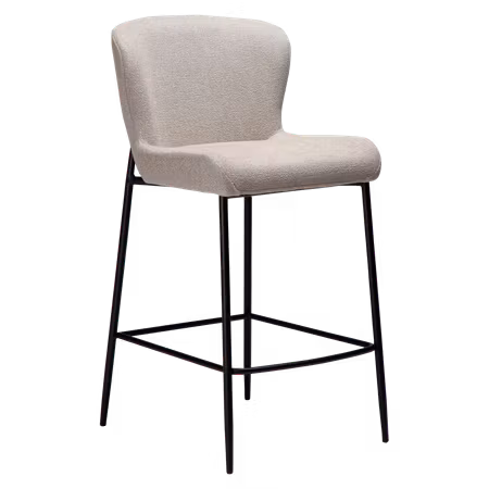 GLAM barstol för köksbänk (sitthöjd: 67 cm) – Cashmere bouclétyg, svarta ben | DAN-FORM