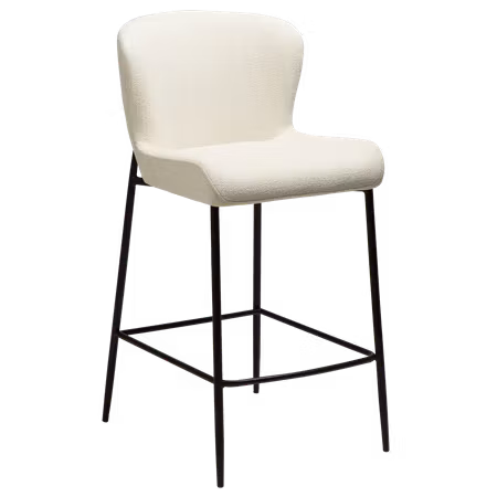 GLAM barstol för köksbänk (sitthöjd: 67 cm) – Simply beige bouclétyg, svarta ben | DAN-FORM