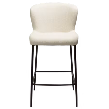 GLAM barstol för köksbänk (sitthöjd: 67 cm) – Simply beige bouclétyg, svarta ben | DAN-FORM