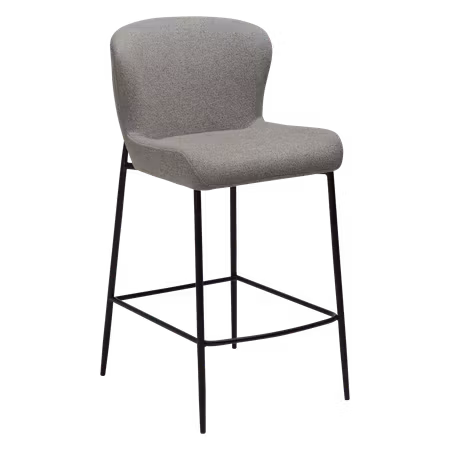 GLAM barstol för köksbänk (sitthöjd: 67 cm) – Pebble jordbrun bouclétyg, svarta ben | DAN-FORM